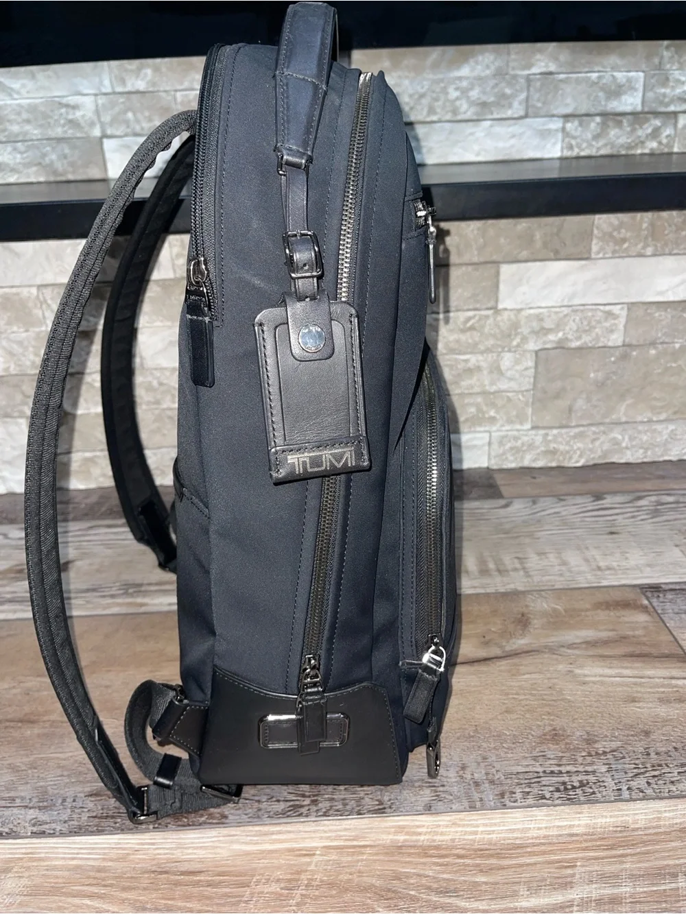 Tumi Harrison Warren Backpack Black Leather/Nylon Unisex. Branded